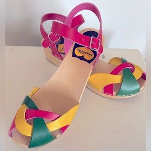 Swedish Hasbeens Ankle Strap Wedge Sandals